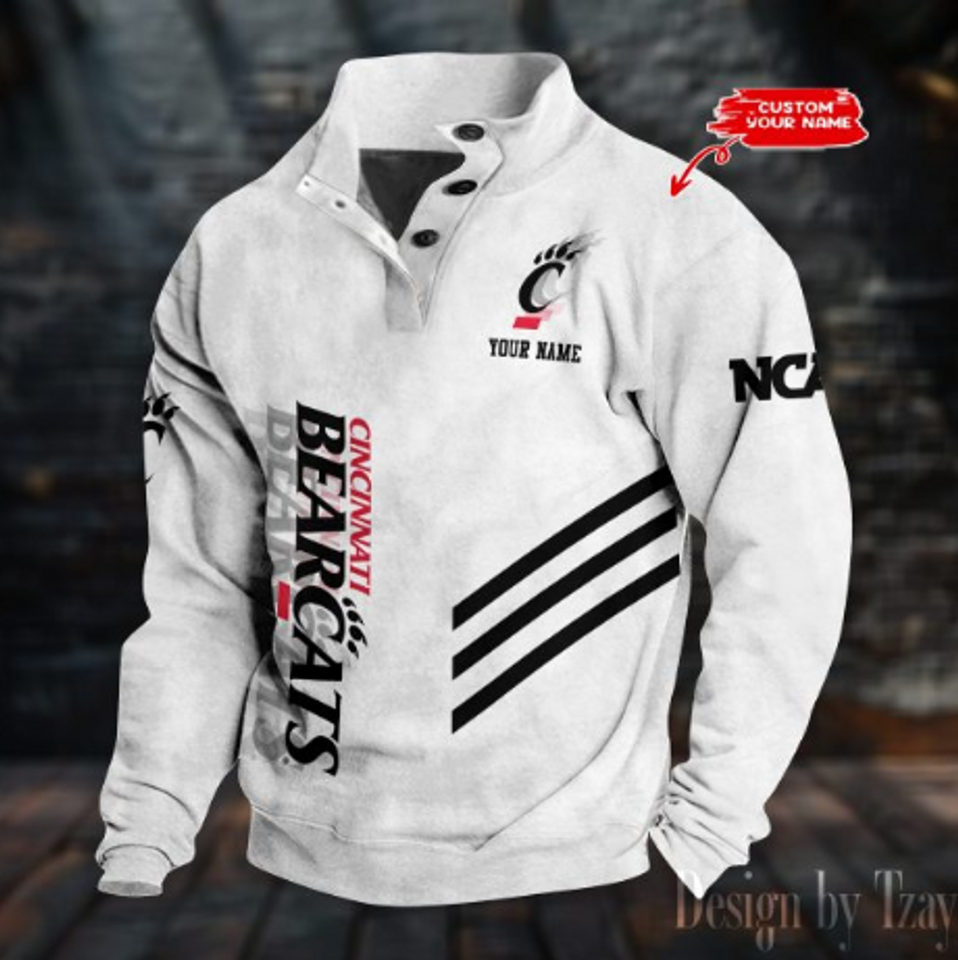 Personalized Cincinnati Bearcats Stand Collar Sweatshirt, Basketball Fan Gift