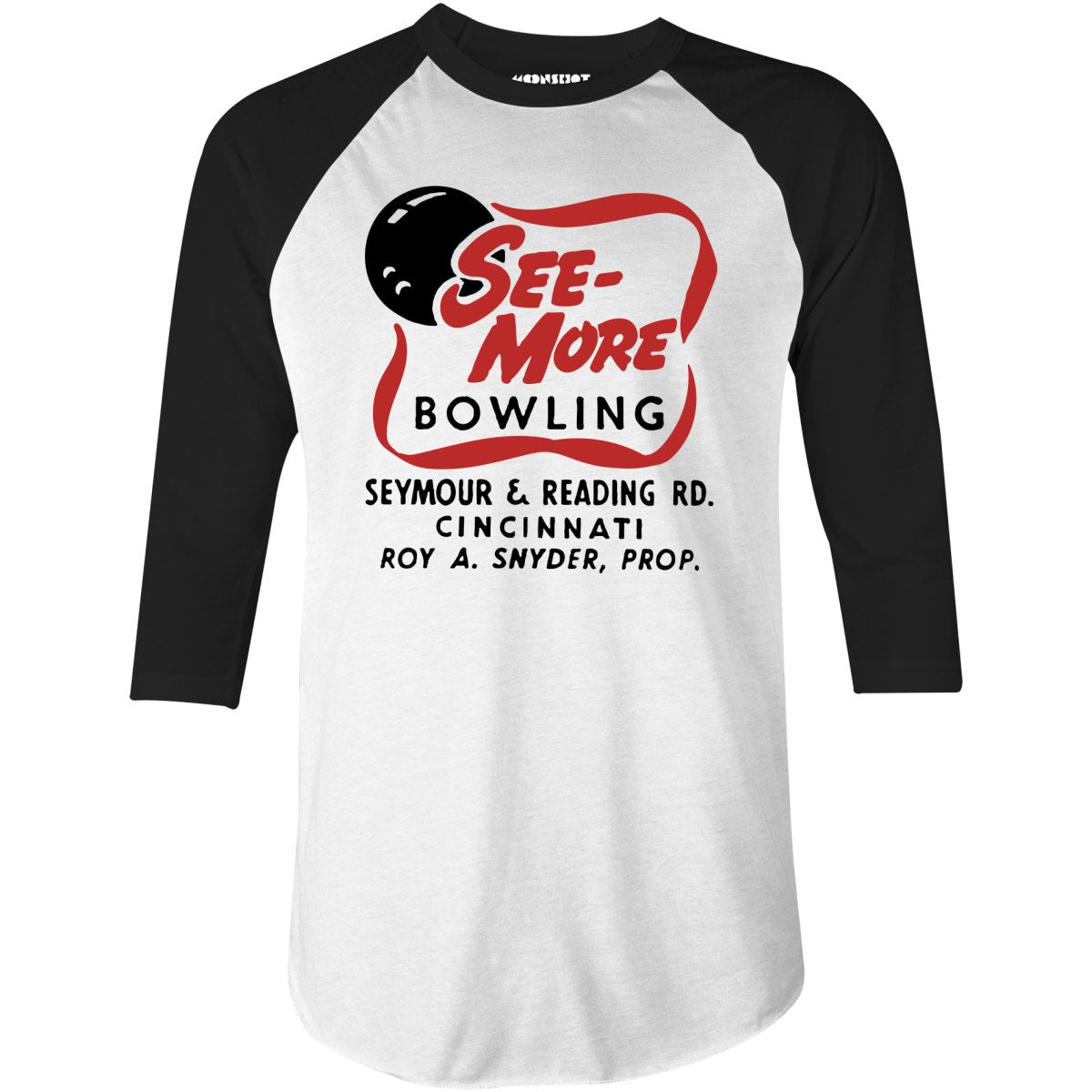 See-More Bowling - Cincinnati, OH - Vintage Bowling Alley - 3/4 Sleeve Raglan T-Shirt