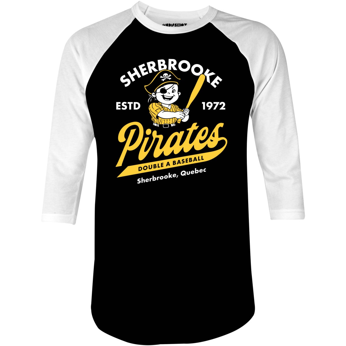 Sherbrooke Pirates - Quebec - Vintage Defunct Baseball Teams - 3/4 Sleeve Raglan T-Shirt