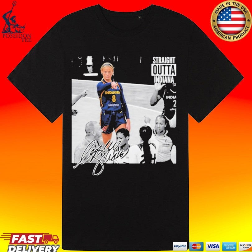 Sophie Cunningham Indiana Fever Wnba Pointing Meme Straight Outta Indiana Signature T-shirt