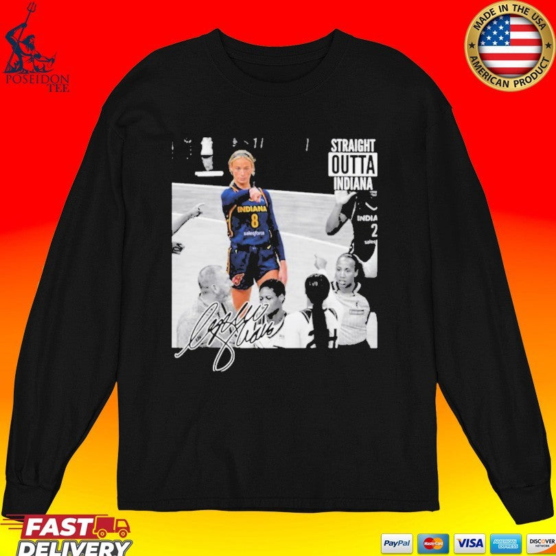 Sophie Cunningham Indiana Fever Wnba Pointing Meme Straight Outta Indiana Signature T-shirt