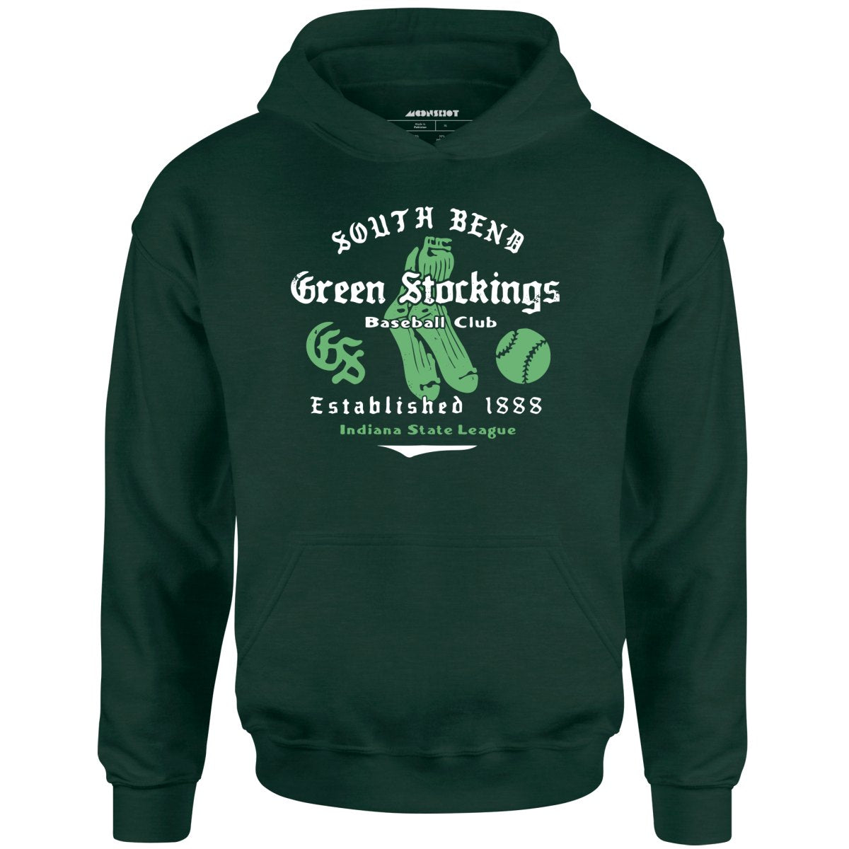 South Bend Green Stockings - Indiana - Vintage Defunct Baseball Teams - Unisex Hoodie