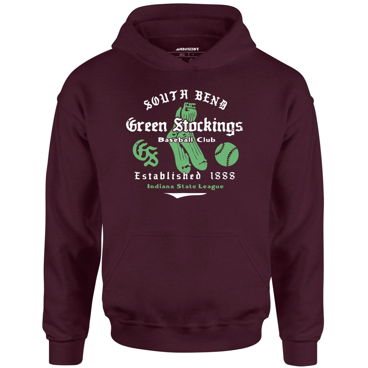 South Bend Green Stockings - Indiana - Vintage Defunct Baseball Teams - Unisex Hoodie