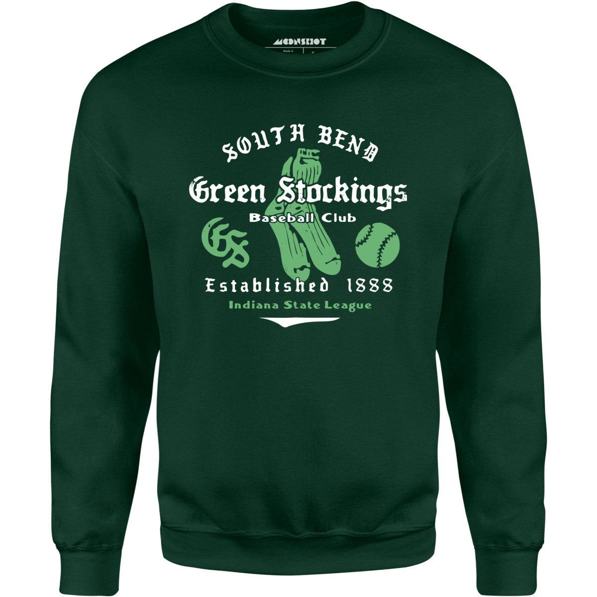 South Bend Green Stockings - Indiana - Vintage Defunct Baseball Teams - Unisex Sweatshirt