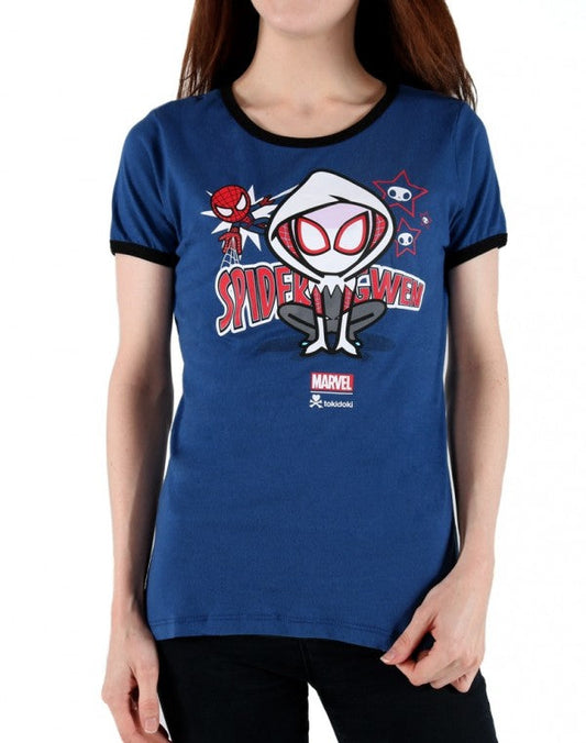 Tokidoki Spider Gwen Ringer Junior T-Shirt - clothing by TeeHivey.com (Image 1)