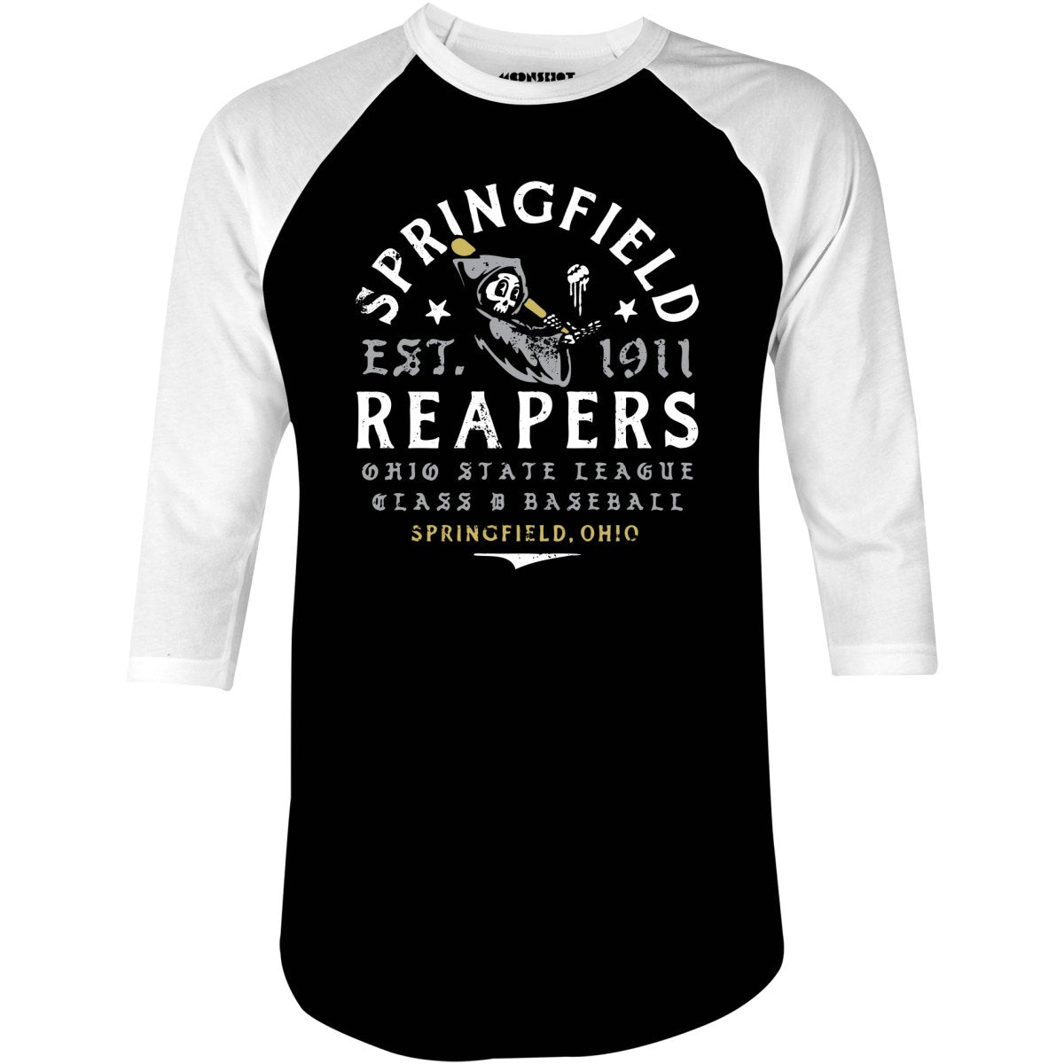 Springfield Reapers - Ohio - Vintage Defunct Baseball Teams - 3/4 Sleeve Raglan T-Shirt