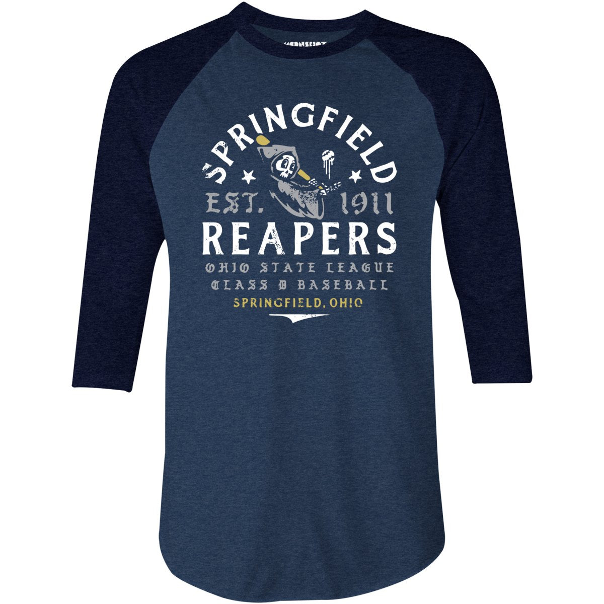 Springfield Reapers - Ohio - Vintage Defunct Baseball Teams - 3/4 Sleeve Raglan T-Shirt