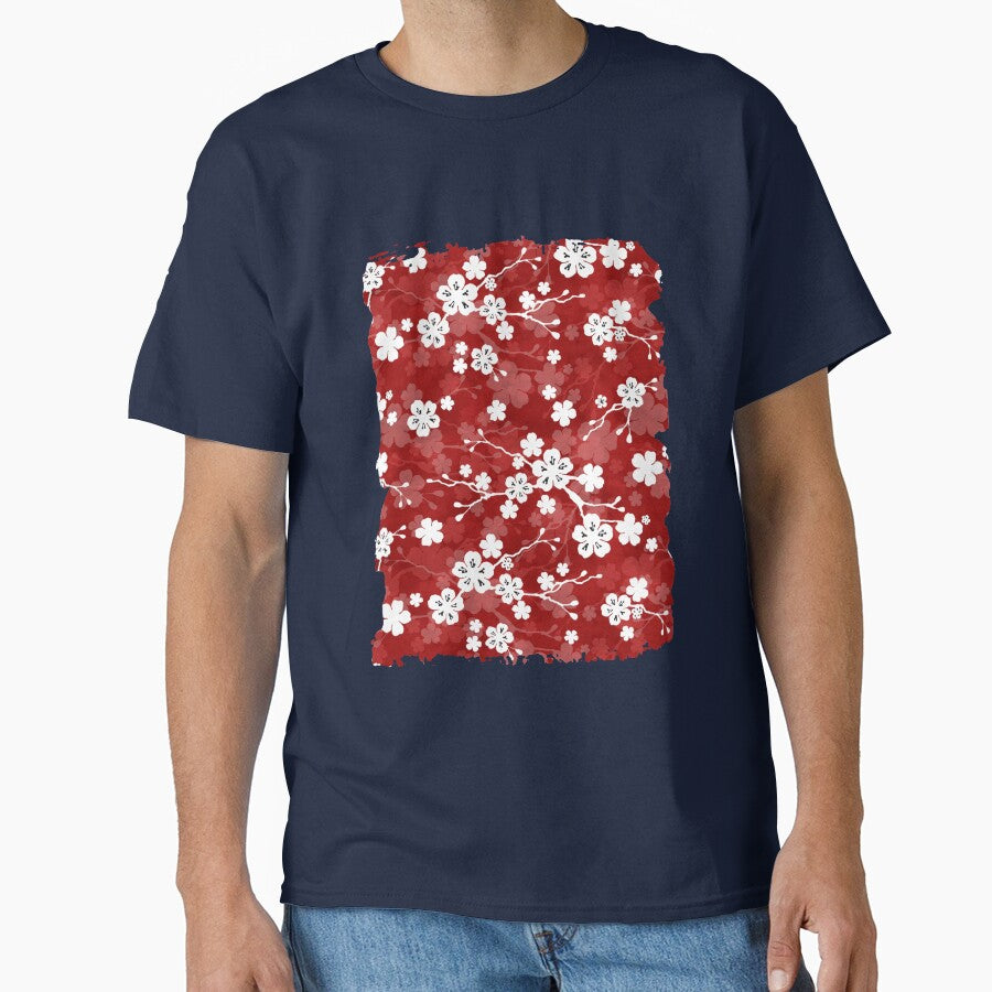 Red and white cherry blossom pattern by adenaJ