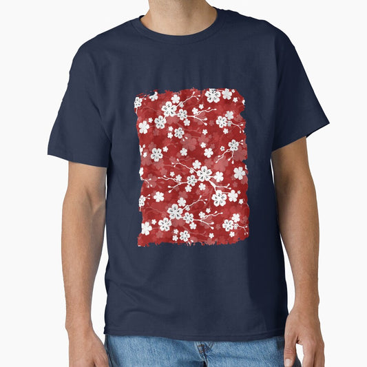 Red and white cherry blossom pattern by adenaJ