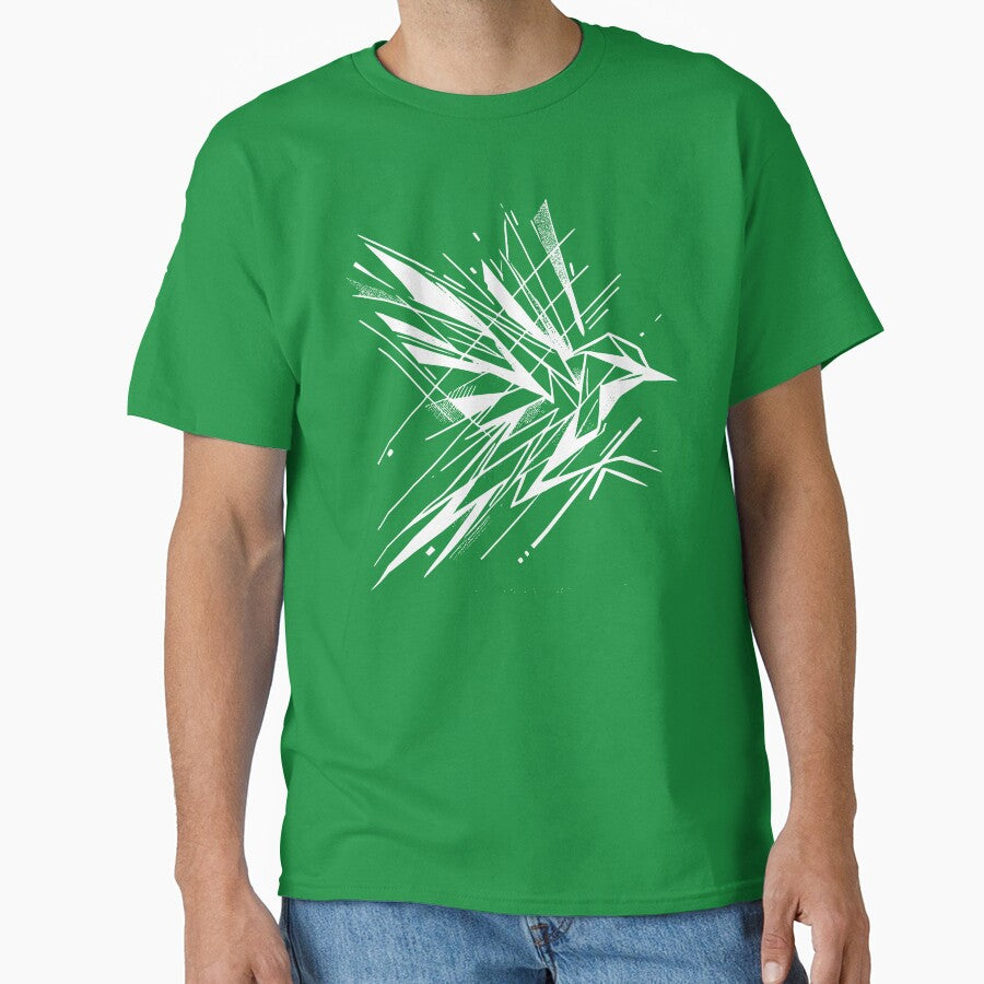 Flying Swift Bird, Abstract Geometric Shape Feathers, White Bird by PrimitiveTees