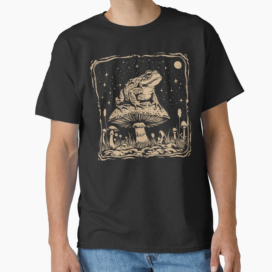 Frog on Mushroom Retro Celestial Forestcore by Y-Vibes