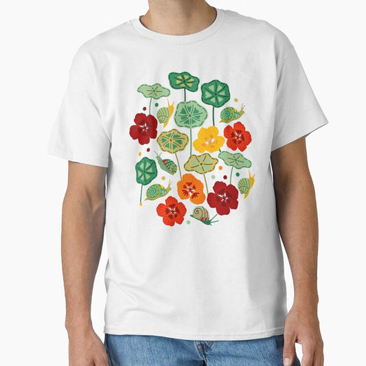 Nasturtiums & Snails On Brown by TigaTiga