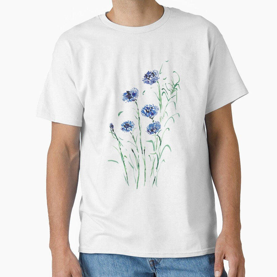 Blue Cornflower - Watercolor Wildflowers by PinkBathtubArt