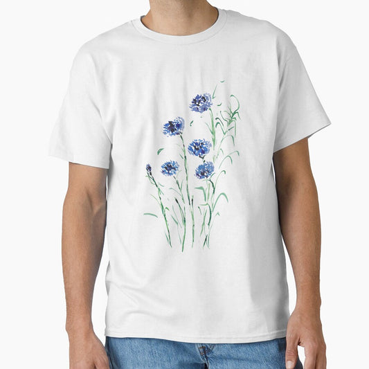 Blue Cornflower - Watercolor Wildflowers by PinkBathtubArt