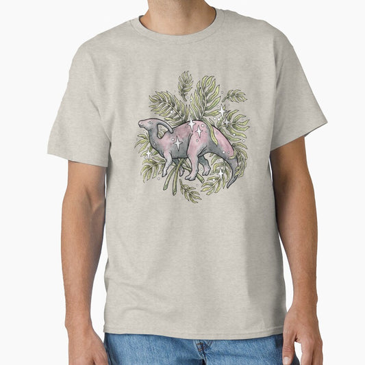 Parasaurolophus & Palms | Dinosaur Botanical Art by OMEGAFAUNA