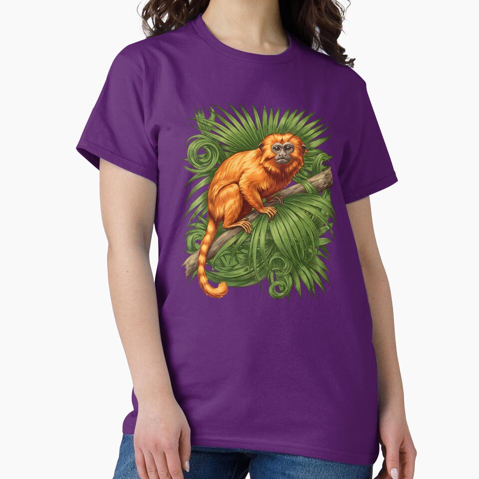 Golden Lion Tamarin in Lush Tropical Jungle by BirdsnStuff