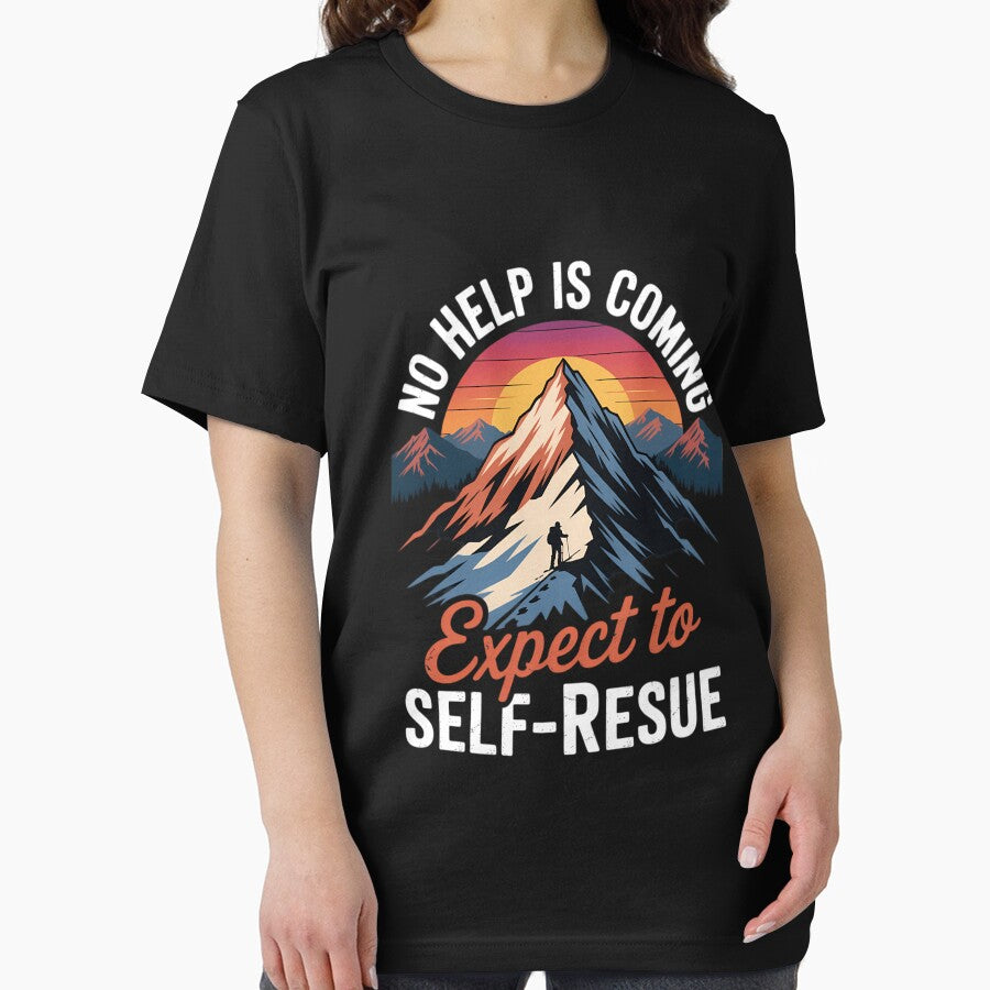 No Help Is Coming Expect To Self-Rescue Sunset Quote Hiking by Morphologiona
