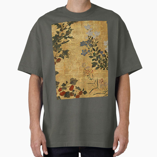 Vintage Japanese Floral Gold Leaf Screen With Morning Glory by Vicky Brago-Mitchell®