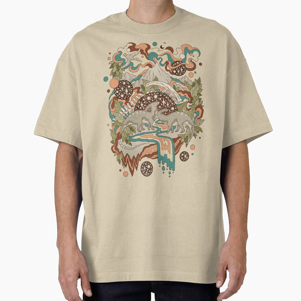 Lost Portal: Parasaurolophus | Retro Rainbow Palette | Dinosaur Science Fiction Art by OMEGAFAUNA