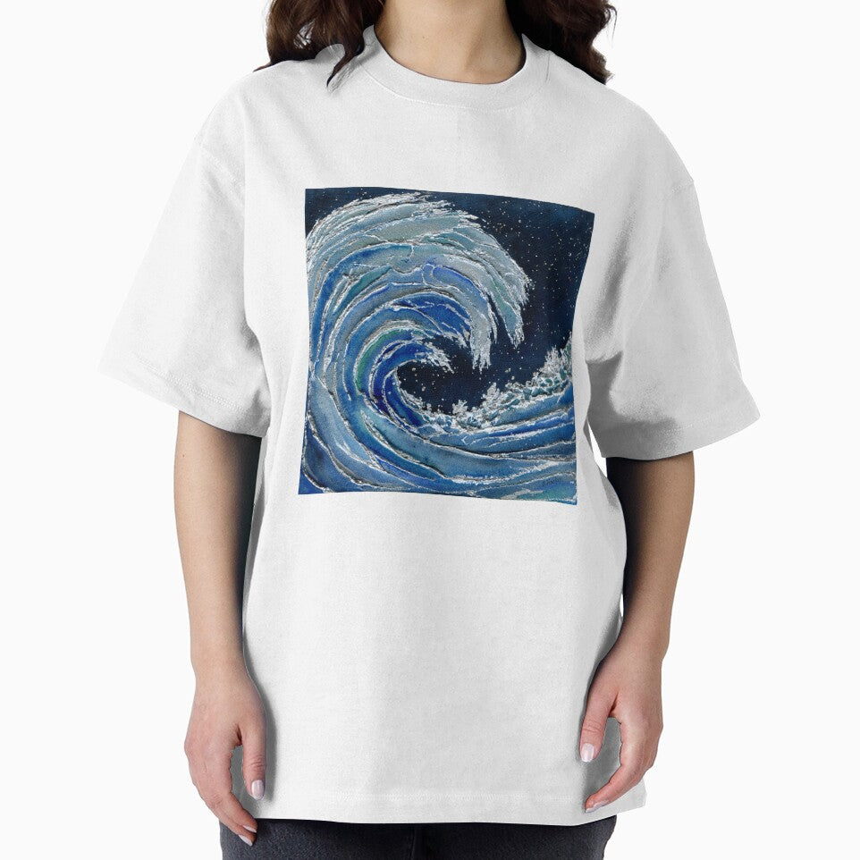 Midnight Surf Blue & Silver Wave 3D Ocean by Cass Harker Studio
