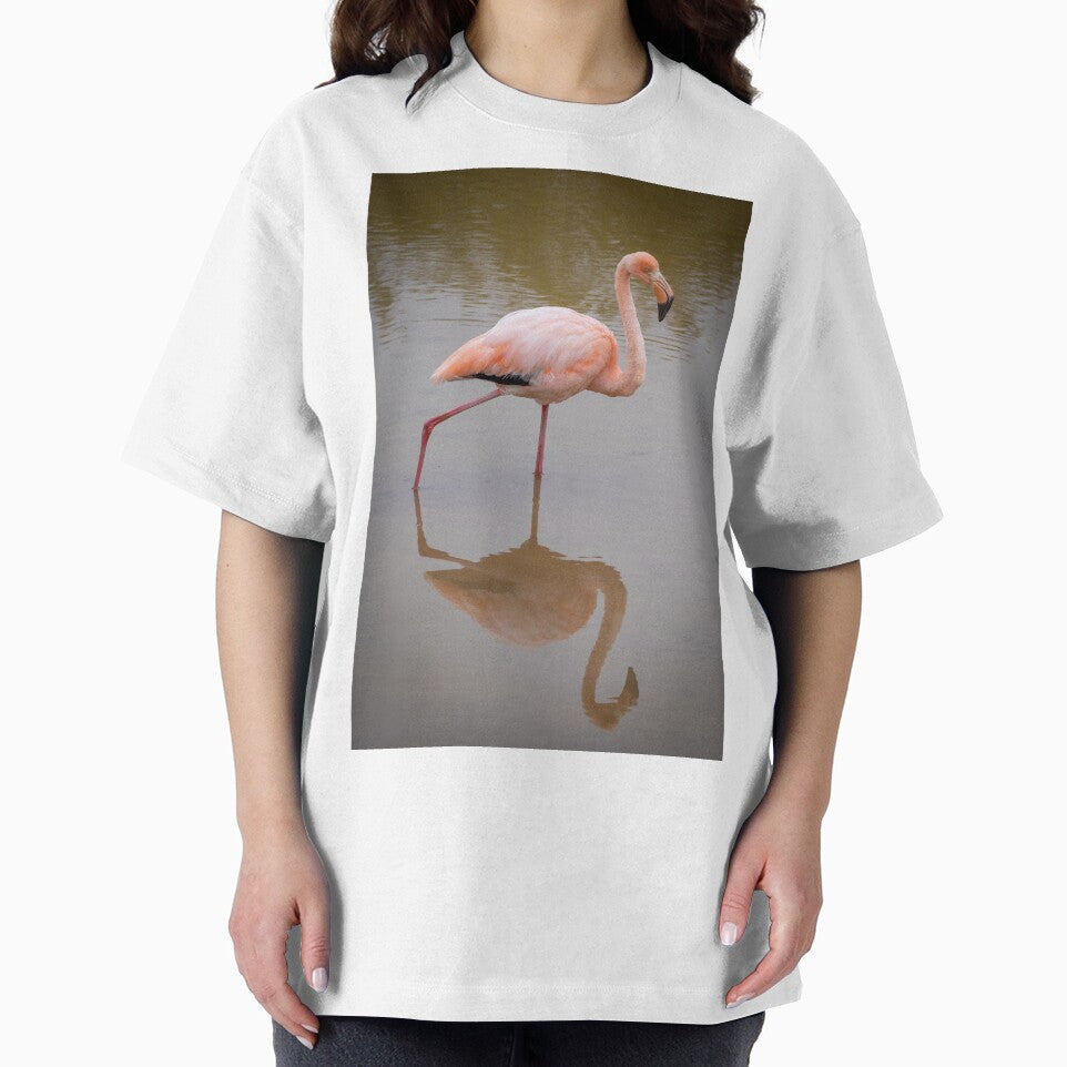 Pink Flamingo Reflection Wildlife Photography Galapagos Nature Print by WildFrameNature