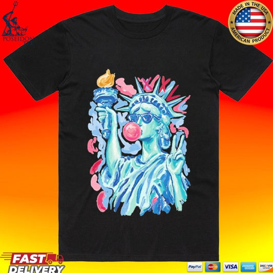 Statue Of Liberty Blowing Bubble Gum 4th Of July T-shirt