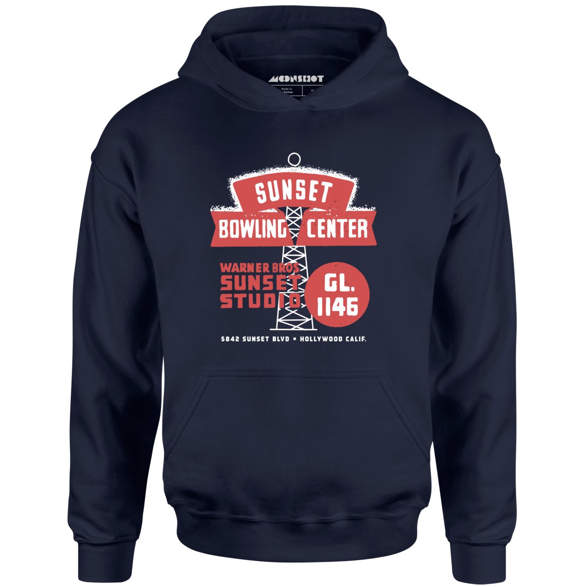 Sunset Bowling Center - Hollywood, CA - Vintage Bowling Alley - Unisex Hoodie