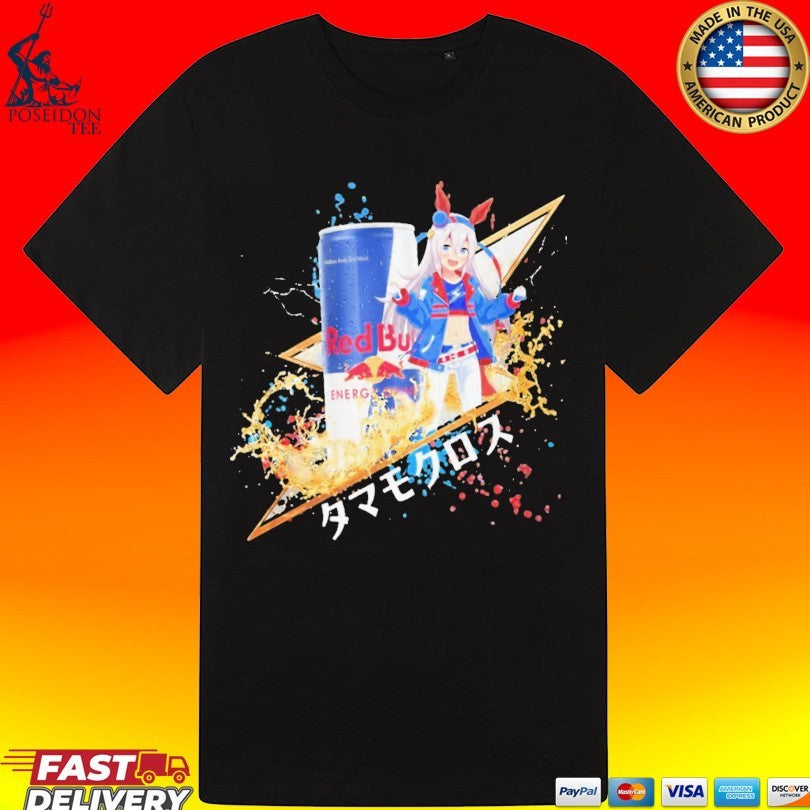 Tamamo Cross Uma Musume Red Bull Energy Drink Mashup T-shirt