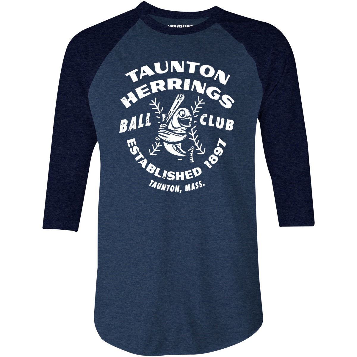 Taunton Herrings - Massachusetts - Vintage Defunct Baseball Teams - 3/4 Sleeve Raglan T-Shirt