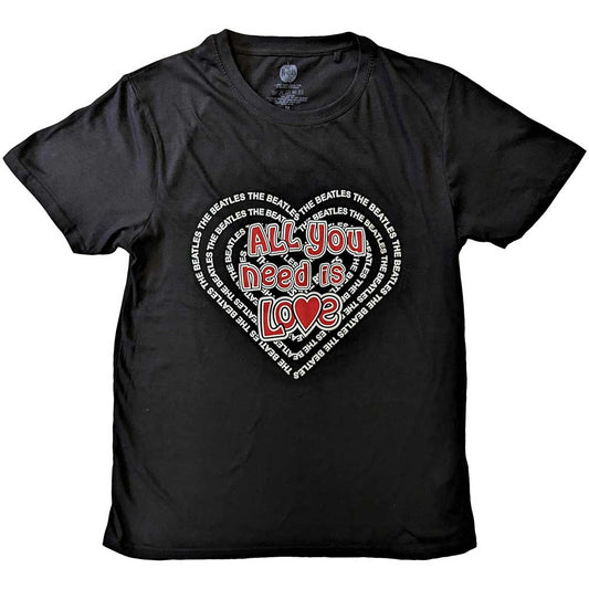 All You Need Is Love Heart T Shirt Black