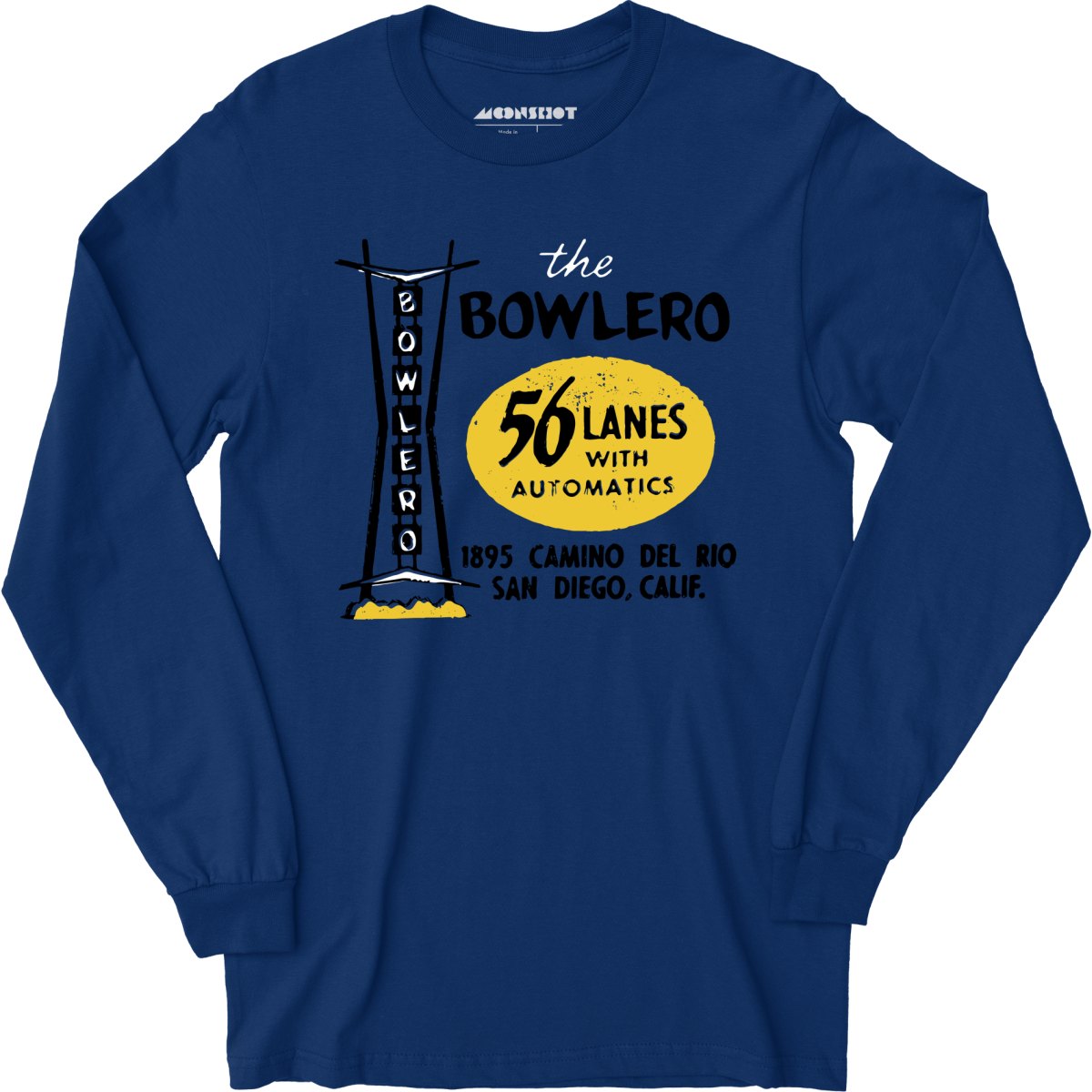 The Bowlero - San Diego, CA - Vintage Bowling Alley - Long Sleeve T-Shirt