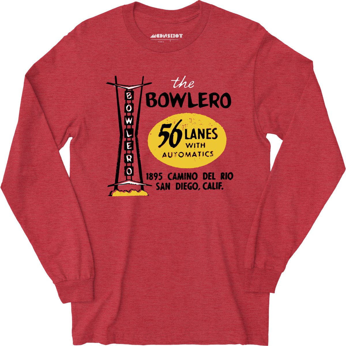 The Bowlero - San Diego, CA - Vintage Bowling Alley - Long Sleeve T-Shirt