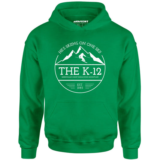 The K-12 He's Skiing on One Ski - Unisex Hoodie