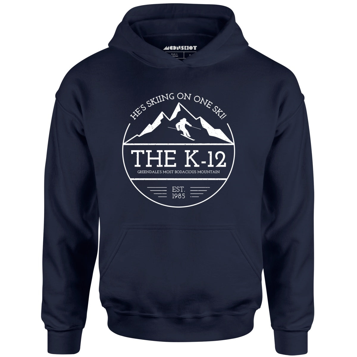 The K-12 He's Skiing on One Ski - Unisex Hoodie