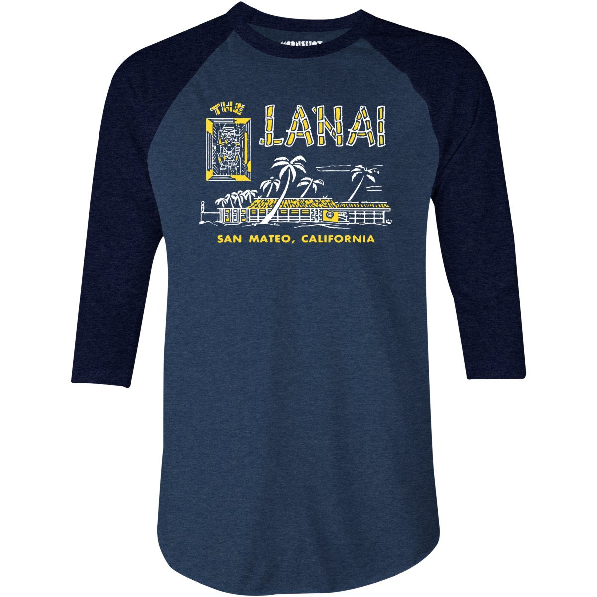 The Lanai - San Mateo, CA - Vintage Tiki Bar - 3/4 Sleeve Raglan T-Shirt