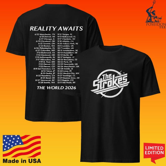 The Strokes Reality Awaits The World 2026 Tour T-shirt