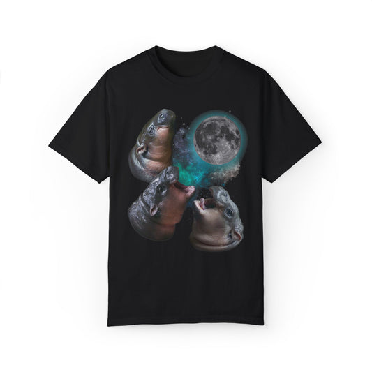 Three Moo Deng Howling At Moon Vintage T-shirt.