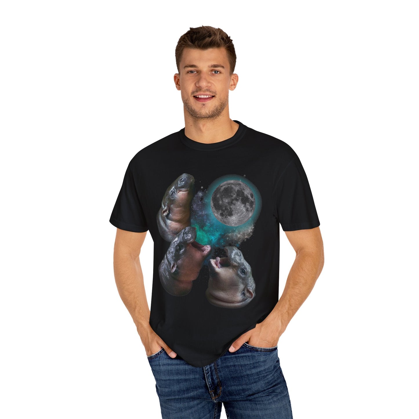 Three Moo Deng Howling At Moon Vintage T-shirt.