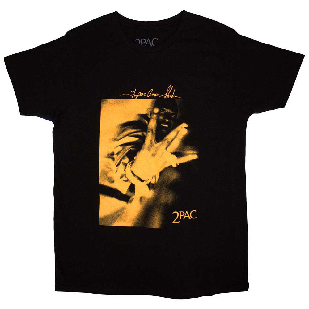 2Pac Fingers Orange Tone Mens T Shirt Black