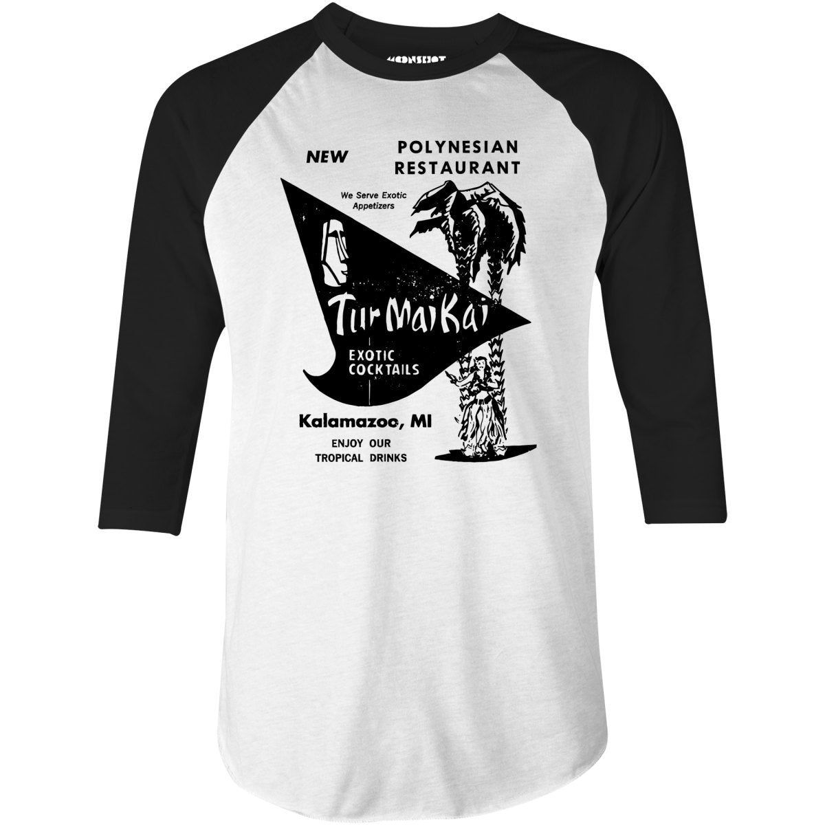 Tur Mai Kai - Kalamazoo, MI - Vintage Tiki Bar - 3/4 Sleeve Raglan T-Shirt