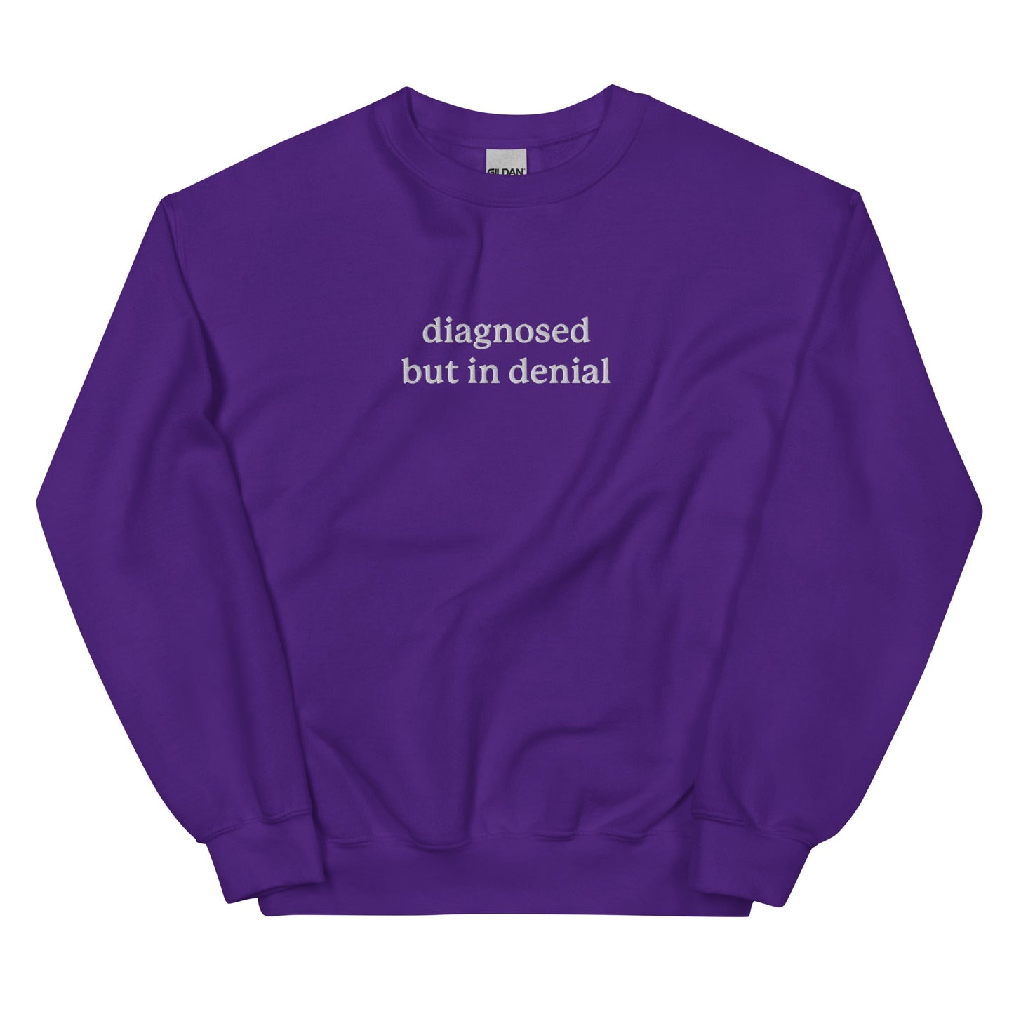 Diagnosed But in Denial Embroidered Unisex Sweatshirt