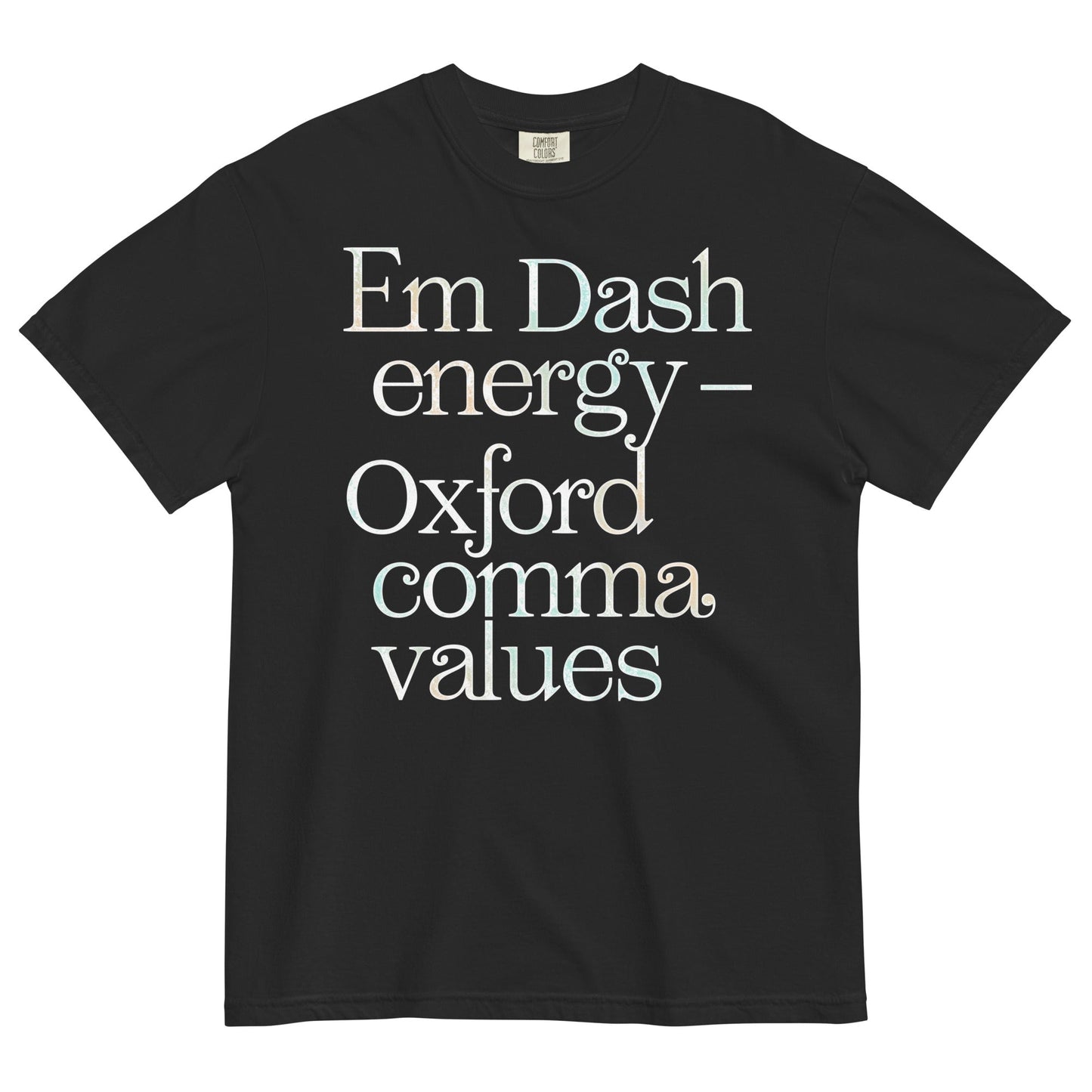 Em Dash Energy Oxford Comma Values Men's Relaxed Fit Tee
