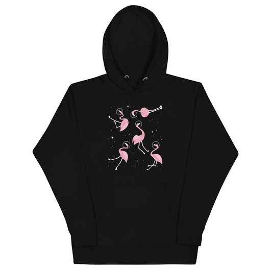 Flamingos In Space Unisex Hoodie