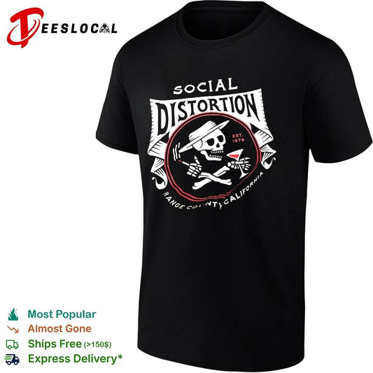 Social Distortion Est 1979 Range County California Skull Martini T-shirt