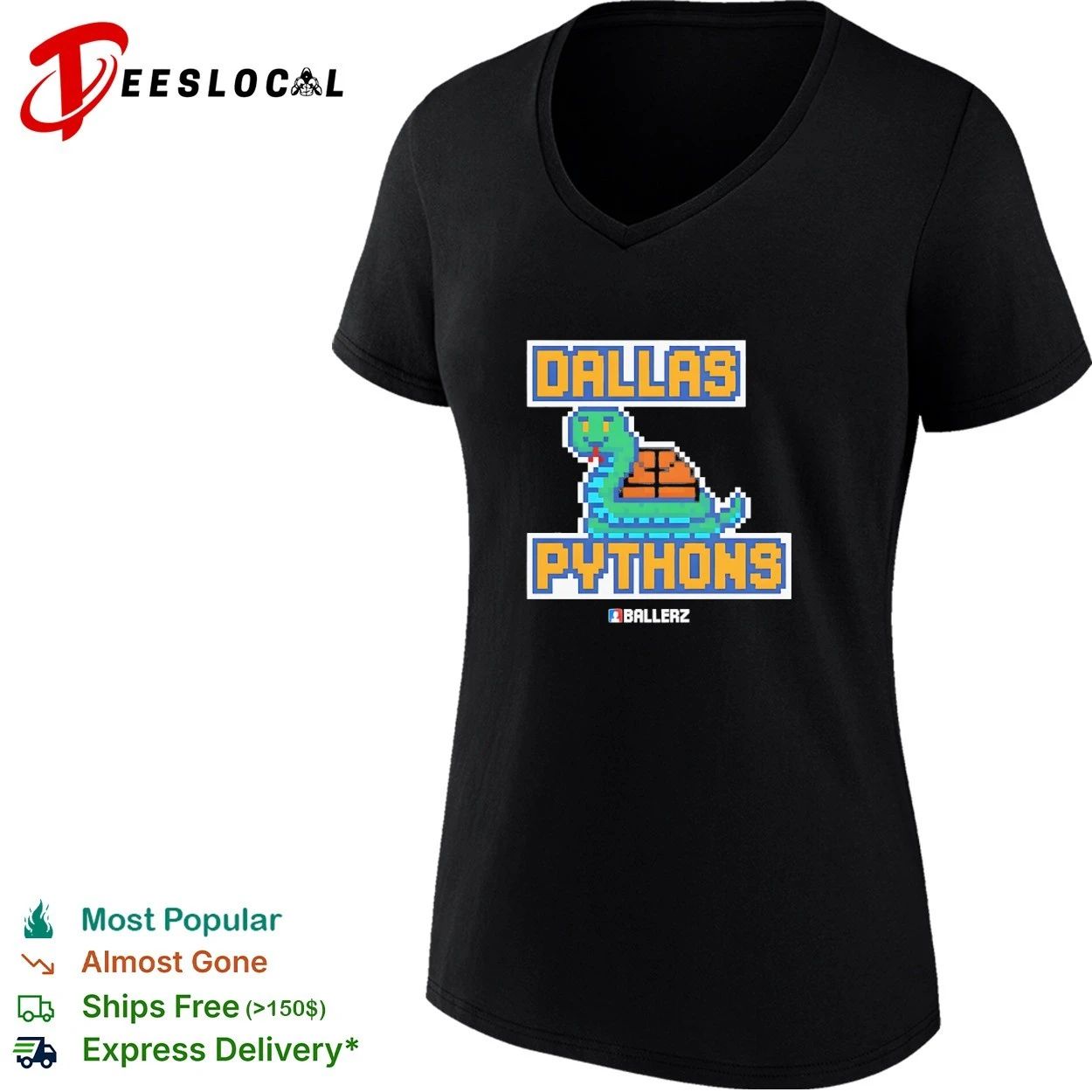 Dallas Pythons Ballerz basketball pixel art T-shirt