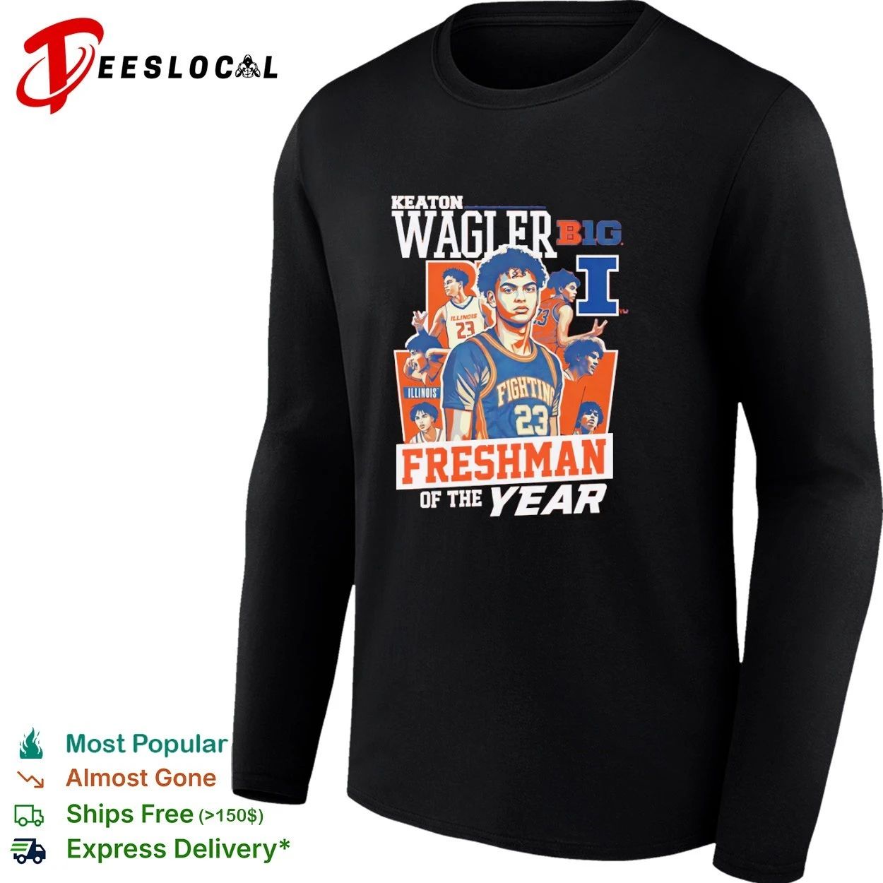 Keaton Wagler Illinois Fighting Illini Freshman of the Year T-shirt
