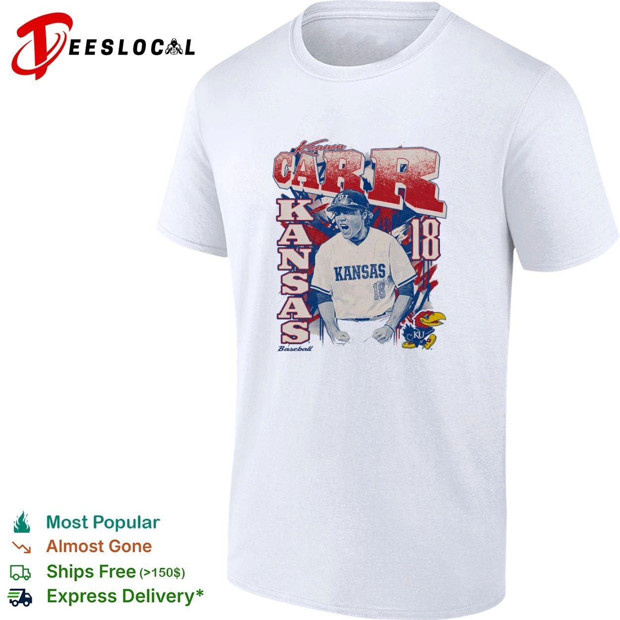 Kannon Carr Kansas Jayhawks Baseball 18 T-shirt