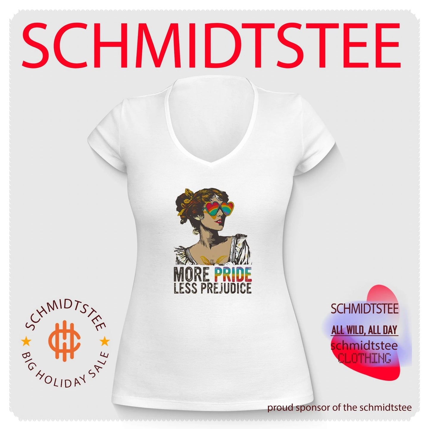 More Pride Less Prejudice LGBTQ Rainbow Heart Sunglasses shirt