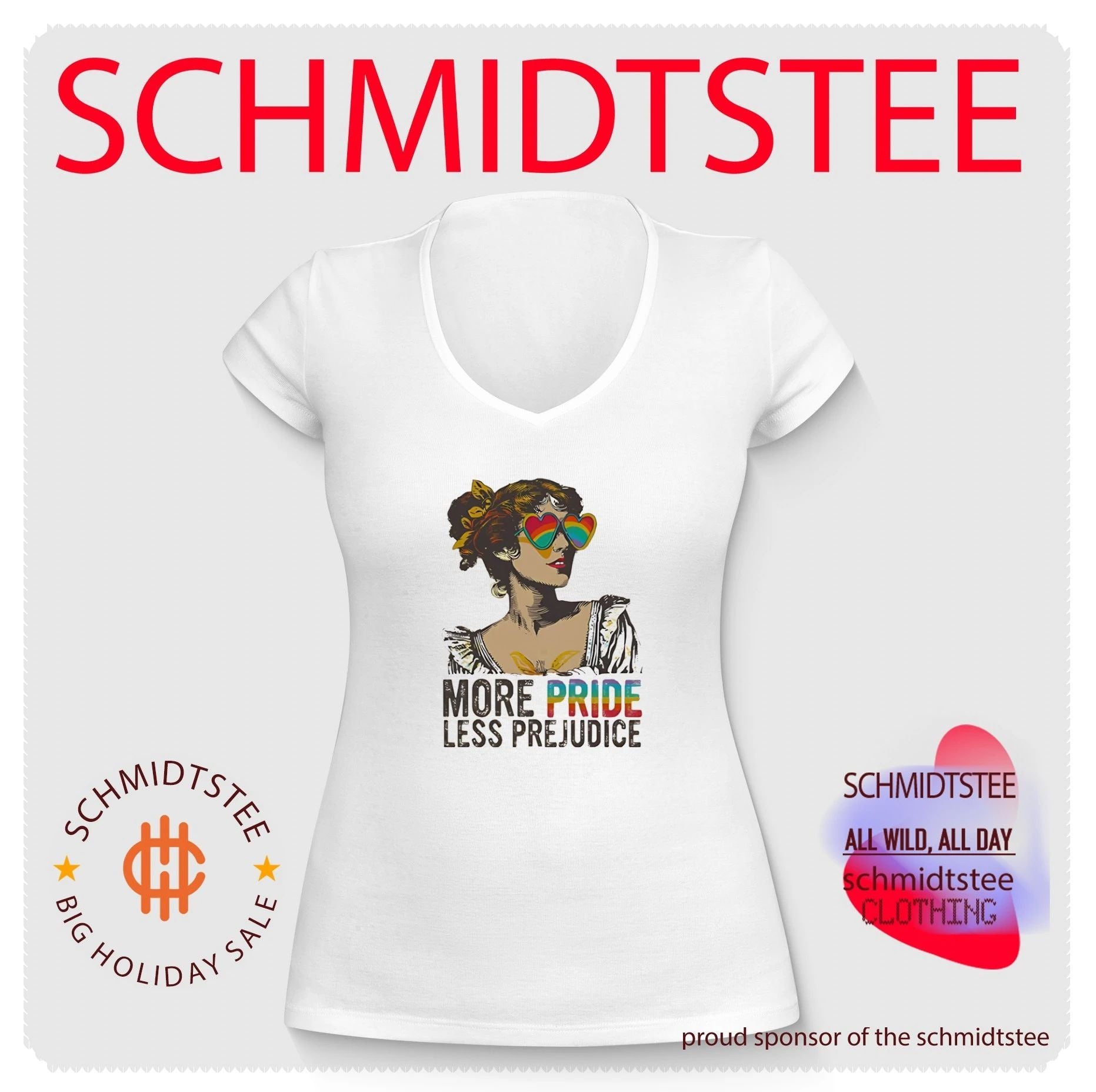 More Pride Less Prejudice LGBTQ Rainbow Heart Sunglasses shirt