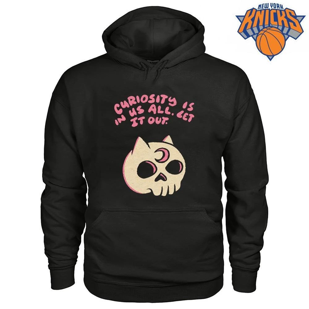 Curiosity Is In Us All Let It Out Cat Skull Pink Crescent Moon Aesthetic Shirt (1)
